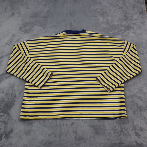Forever 21 Sweater Womens Yellow M Pinstriped Crew Neck Casual Pullover - Picture 10 of 15
